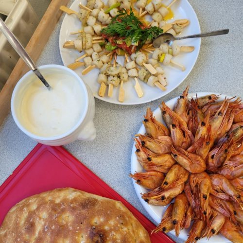 røgede rejer, kammuslinger og foccacia, nordfra madkursus